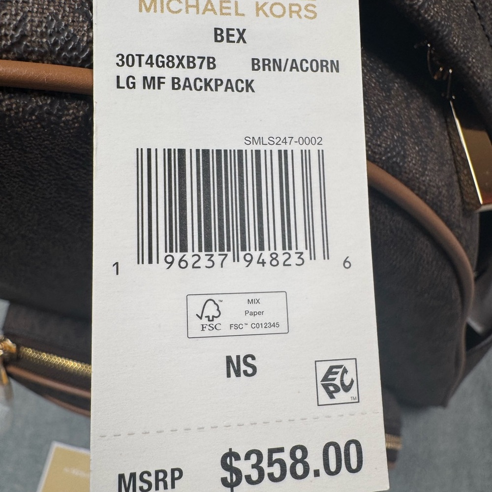 NWT Michael Kors Brown Backpack Classic Design - Picture 2 of 5